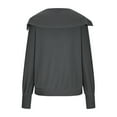 thumbnail image 5 of Babysbule Womens Casual Tops Solid Color Lapel Neck Long Sleeve Loose T-Shirt Blouse Pullover Tops, 5 of 9