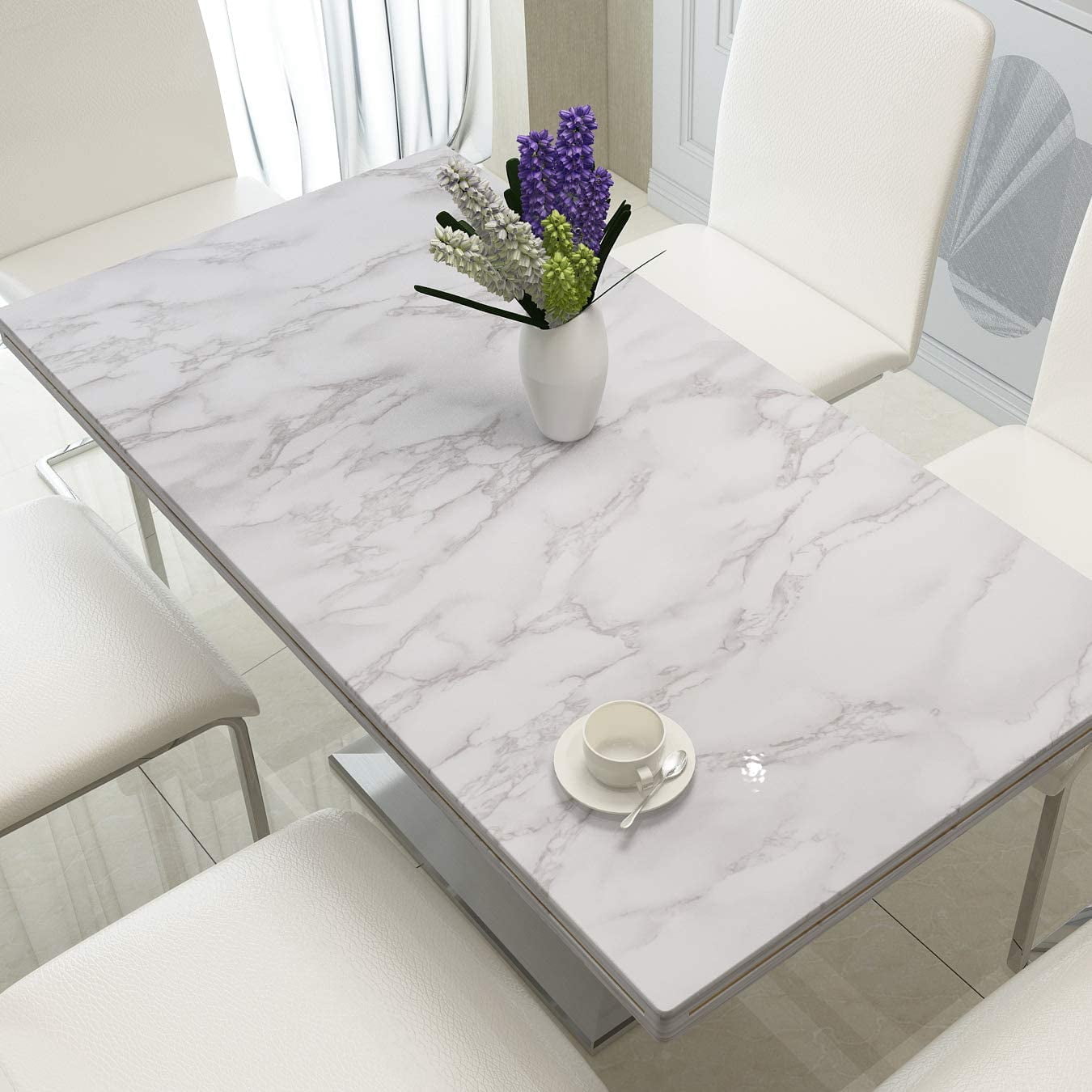 Art3d Marble White 17.7 In. X 78.7 In. Tile Peel and Stick Waterproof Decorative Contact Wallpaper For Countertops (1-Pack)