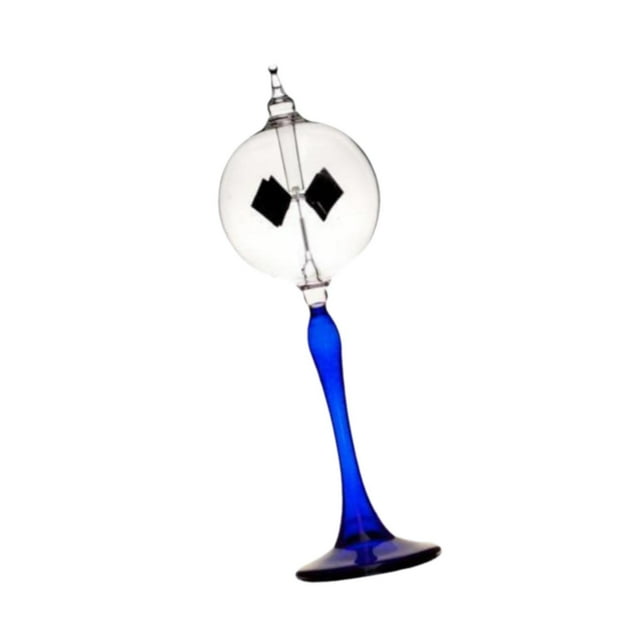 Ruiboury Solar Crookes Radiometer Glass Desktop Ornament for Clear Entrance Shelf Bookshelf Blue 9x21 cm
