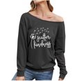 thumbnail image 1 of Camiseta de manga larga con cuello inclinado estampado casual suelto de moda para mujer Fridja  ghj987+815, 1 of 6