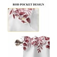 thumbnail image 6 of Pink Red Eucalyptus Leaves 2 Panel Kitchen Curtains for Small Windows, Watercolor Spring Summer Botanical Bathroom Tier Curtain, Short Window Treatment for Bedroom/Living Room 55"x36", 6 of 6