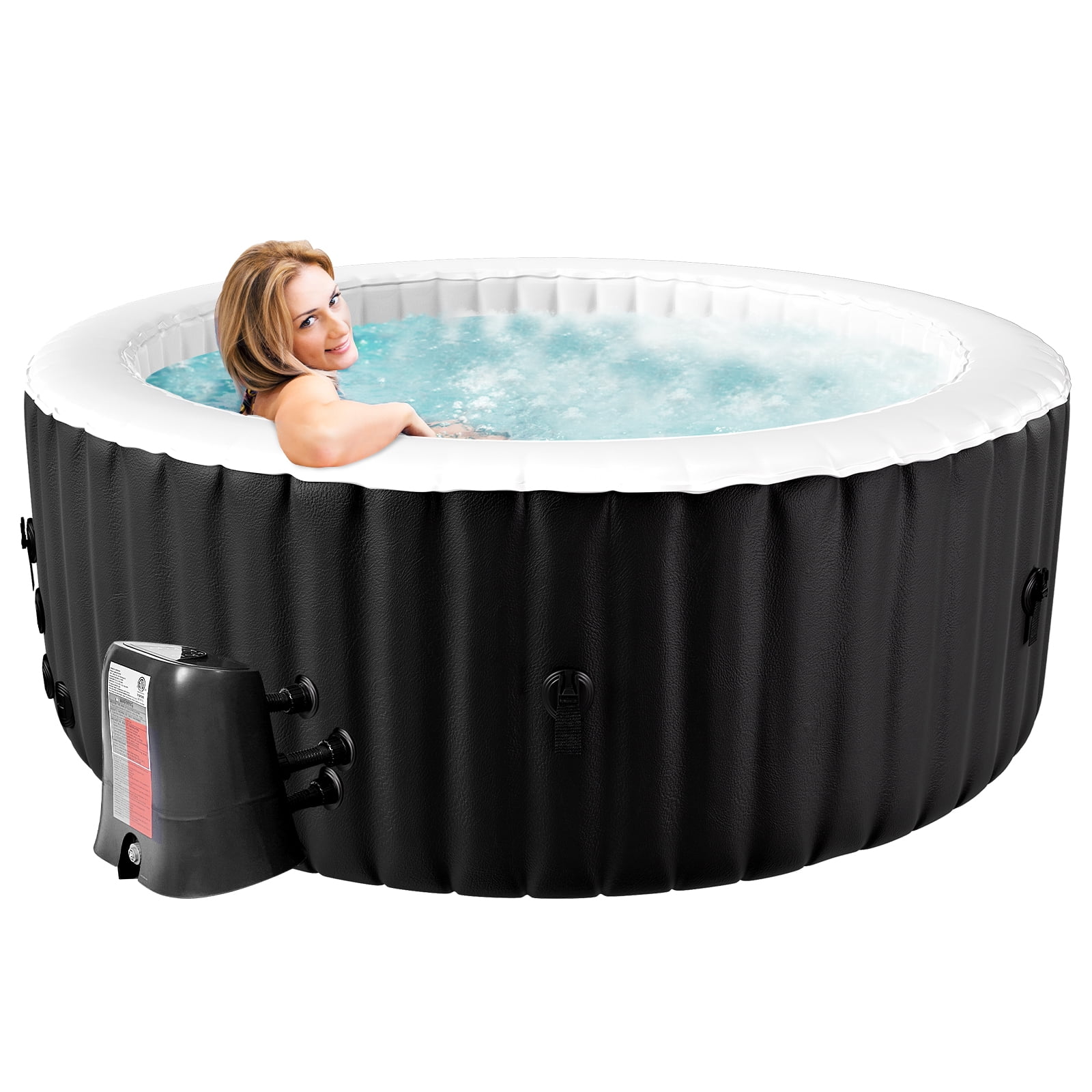 MOPHOTO Hot Tub - 71” X 71” X 25” Inflatable Hot Tub, 2-4 Person Portable Blow Up Hot Tub Square Portable Outdoor Spa with 130 Bubble Jets and Built in Heater Pump, Filter
