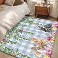 thumbnail image 5 of Easter Rabbits Area Rugs Collection 2.7'x5', Spring Cute Bunny Eggs Flowers Leaf Blue Plaid Non Slip Indoor Rectangle Throw Runner Rug Floor Mat Carpet for Living Room Dining Table Bedroom Nursery, 5 of 9