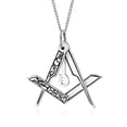 thumbnail image 2 of Masonic Freemason Foldable Compass Pendant Necklace for Women Oxidized .925 Sterling Silver With Chain, 2 of 5