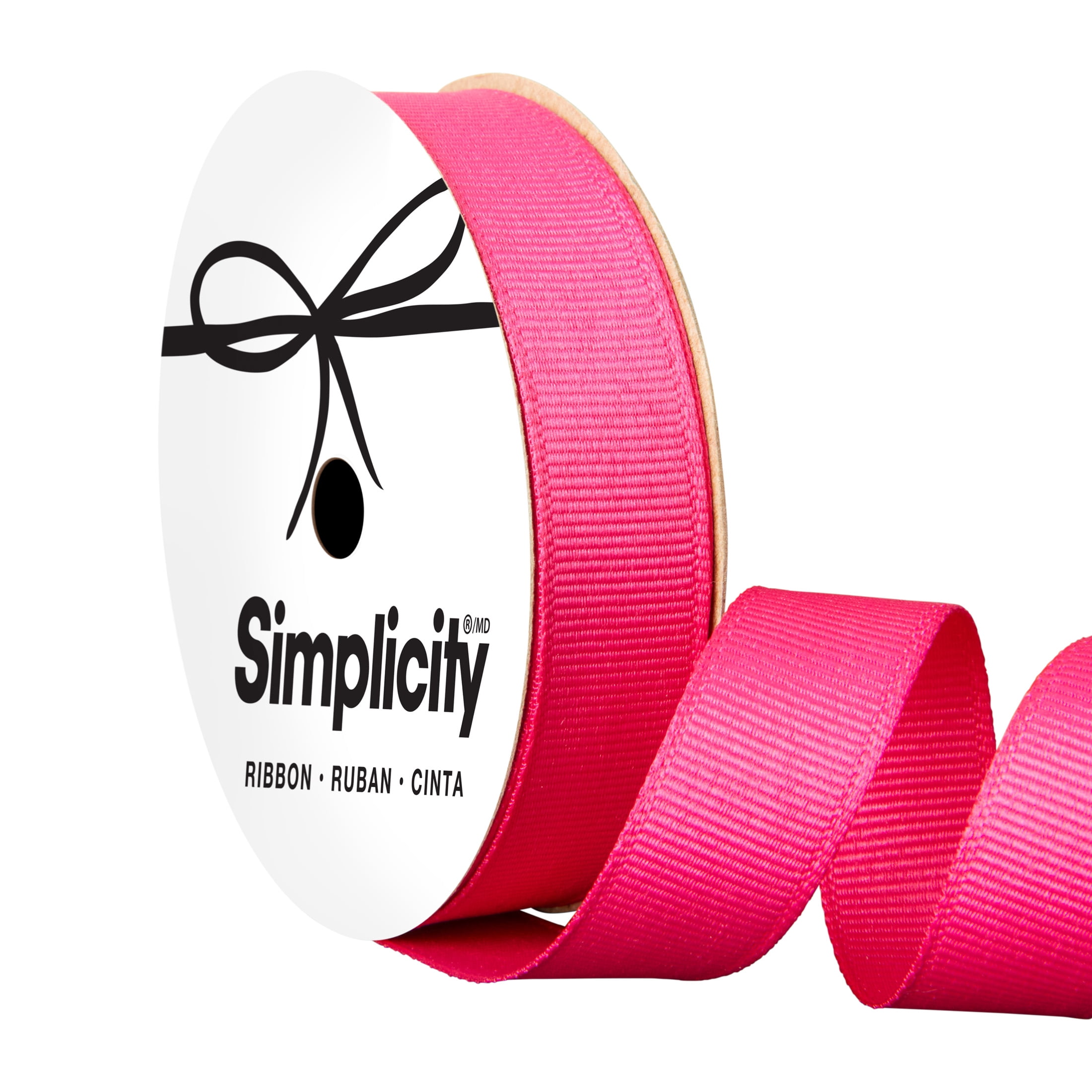 Offray grosgrain shock pink 5/8in x 21 ft ribbon, for sewing, crafts and gifting