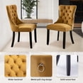 thumbnail image 3 of Kitchen Table and Chairs for 2, 31.5" Dining Table Set for 2 with Velvet Upholstered Chairs, 3 Piece Round Kitchen Table Set, Dining Room Table Set for Small Space, Apartment, Gold/Black, 3 of 8