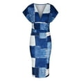 thumbnail image 4 of Jusqu'à 65% de Réduction! Robes de Mode d'Été pour Femmes 2024 Grande Taille Décontractée Amincissante Imprimée Col en V Manches Courtes Taille Haute Longues Robes, 4 of 6