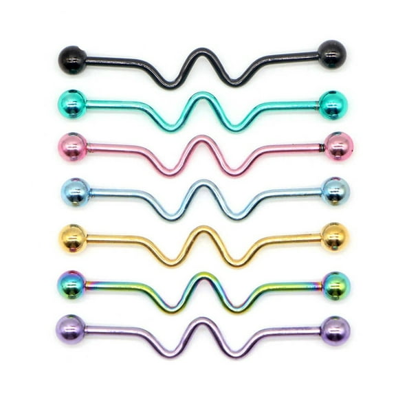 14G Titanium Zigzag Industrial Barbell (Gold) (B/5/7)