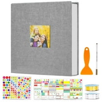 BrilhoGlee 60 Pages Photo Album Self Adhesive, DIY Scrapbook Album  with Display Window for 3x5, 4x6, 5x7, 8x10 Pictures, for Weddings, Anniversaries, Birthday with Tools