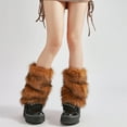 thumbnail image 5 of Plush Furry Leg Warmers for Women Soft Cozy Winter Boot Toppers Aesthetic Dots Fuzzy Foot Covers Footless Socks, 5 of 9