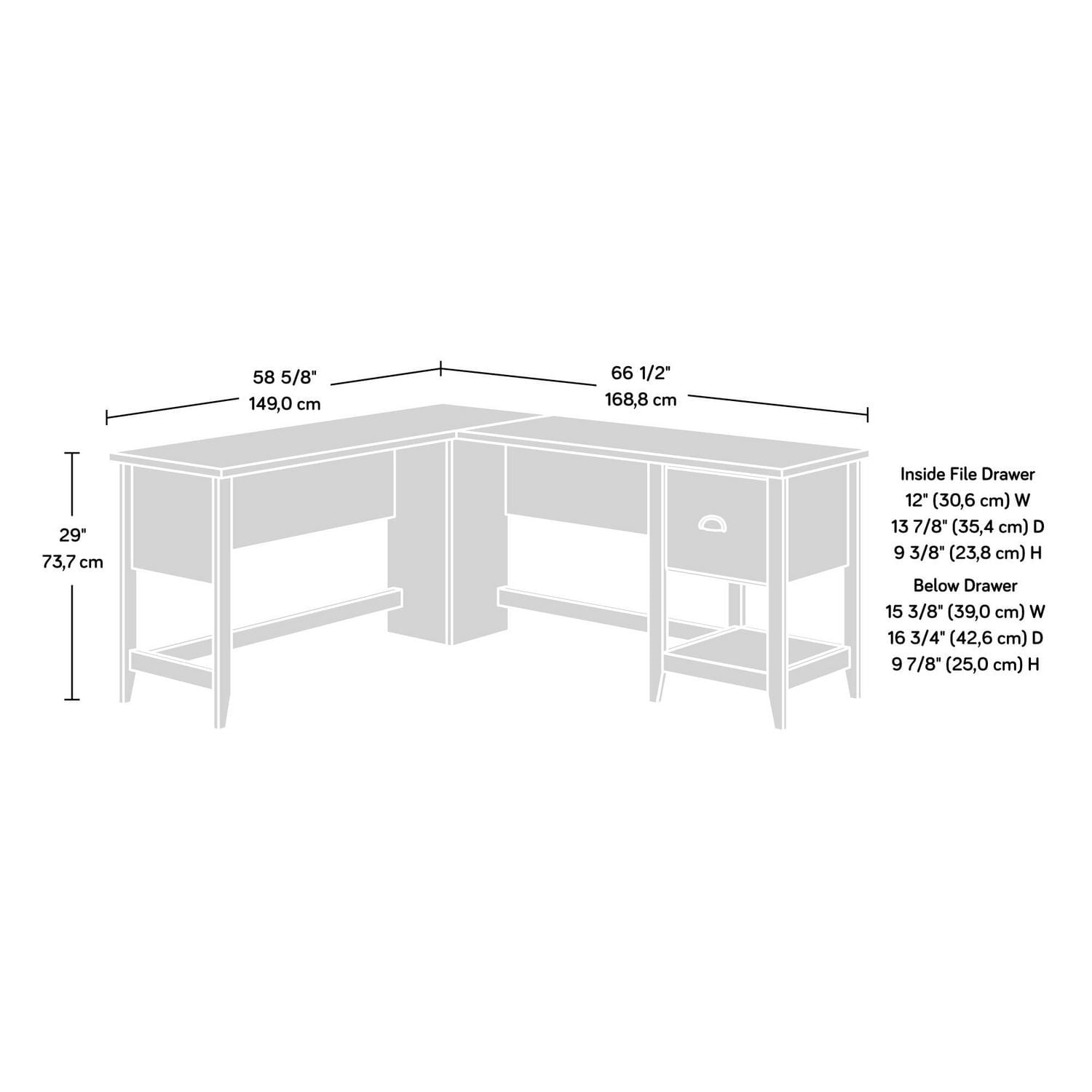Sauder Summit Station L-Desk, Cinnamon Cherry, 435233