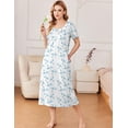 thumbnail image 3 of Ekouaer Cotton Nightgowns for Women Soft Sleepwear Floral House Dress Short Sleeve Comfy Night Gown for Ladies Loungewear with Pockets, 3 of 7