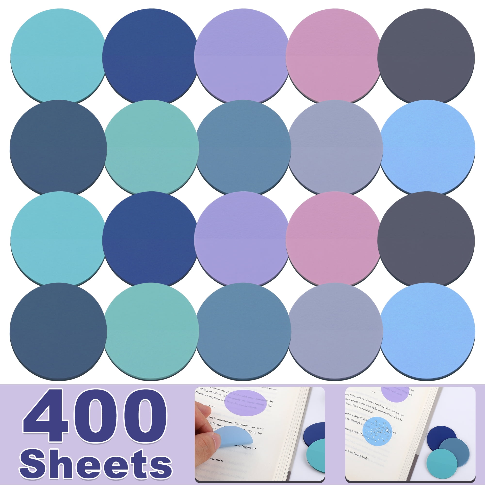 Gazdag]400Sheets Transparent Sticky Notes, Round Morandi Clear