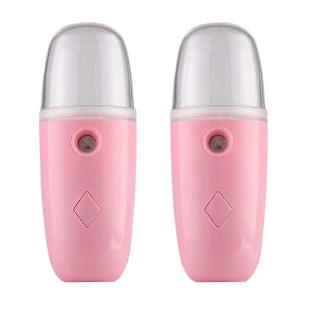 2 Pieces Nano Facial Humidifiers Mini Face Humidifier Portable USB Handy Skin Care Machine for Face Hydrating, Skin Care, Makeup (Pink and White)