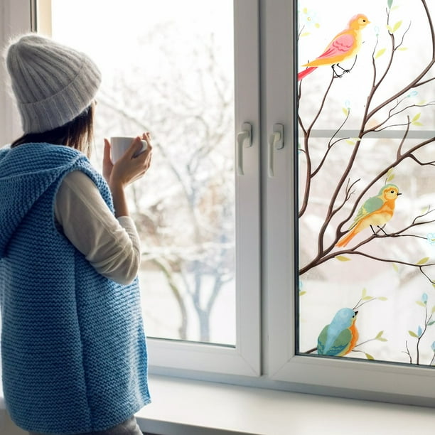 Niyofa Bird Privacy Window Film Frosted Glass Film Stained Glass Film