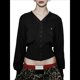 thumbnail image 1 of Cárdigan Corto de Larga con Cuello en V y Abertura Frontal para Mujer, Camisa de Otoño con Botones. Negro M, 1 of 8