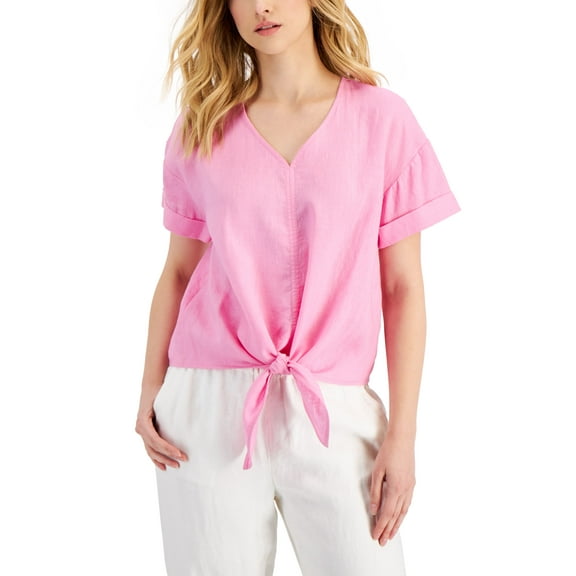 Charter Club Linen Tie-Front Top Bubble Bath 2XL