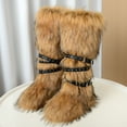 thumbnail image 5 of Women's Winter Warm Fluffy Faux Fur Knee High Snow Boots - Fashionable Cross Belt Buckle Boots, 5 of 5