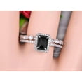 thumbnail image 2 of 2.25 Carat Classic Emerald Cut 10k White Gold Art Deco Milgrain Bridal Black Diamond Moissanite Wedding Moissanite Diamond Ring Set, 2 of 5