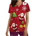 thumbnail image 4 of zanvin Blouses Médicales pour Femmes, Mode Manches Courtes Col en V Uniforme de Travail avec Poche, Rouge, TTG, 4 of 5