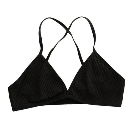 

Ultra-thin Sports Deep V Triangle Cup Breathable Bra Wrapped Chest Vest Seamless Beauty Back Underwear Solid Color Girl Everyday Black XL
