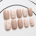 thumbnail image 3 of Tnobhg 24Pcs Press on Nails with Glue Elegant Marble Square Short Nail Extension Full Cover Women Fake Nails Kit Salon Home Use, 3 of 7