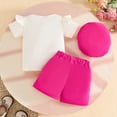 thumbnail image 5 of Baby Girls' Cute 0-3Y 3 Piece Outfit, Rib Short Sleeve Top & Beaded Skort & Beret, Infant Summer Set Hot Pink 9-12 Months, 5 of 8