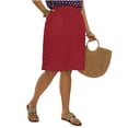 thumbnail image 5 of Hueook Vacation Shorts Sweat Shorts for Women's Summer Plus Size Linen Solid Color Loose Straight Leg Pants with Pockets Elastic Waist and Back Pockets Five-Inch Length Red 3X, 5 of 8