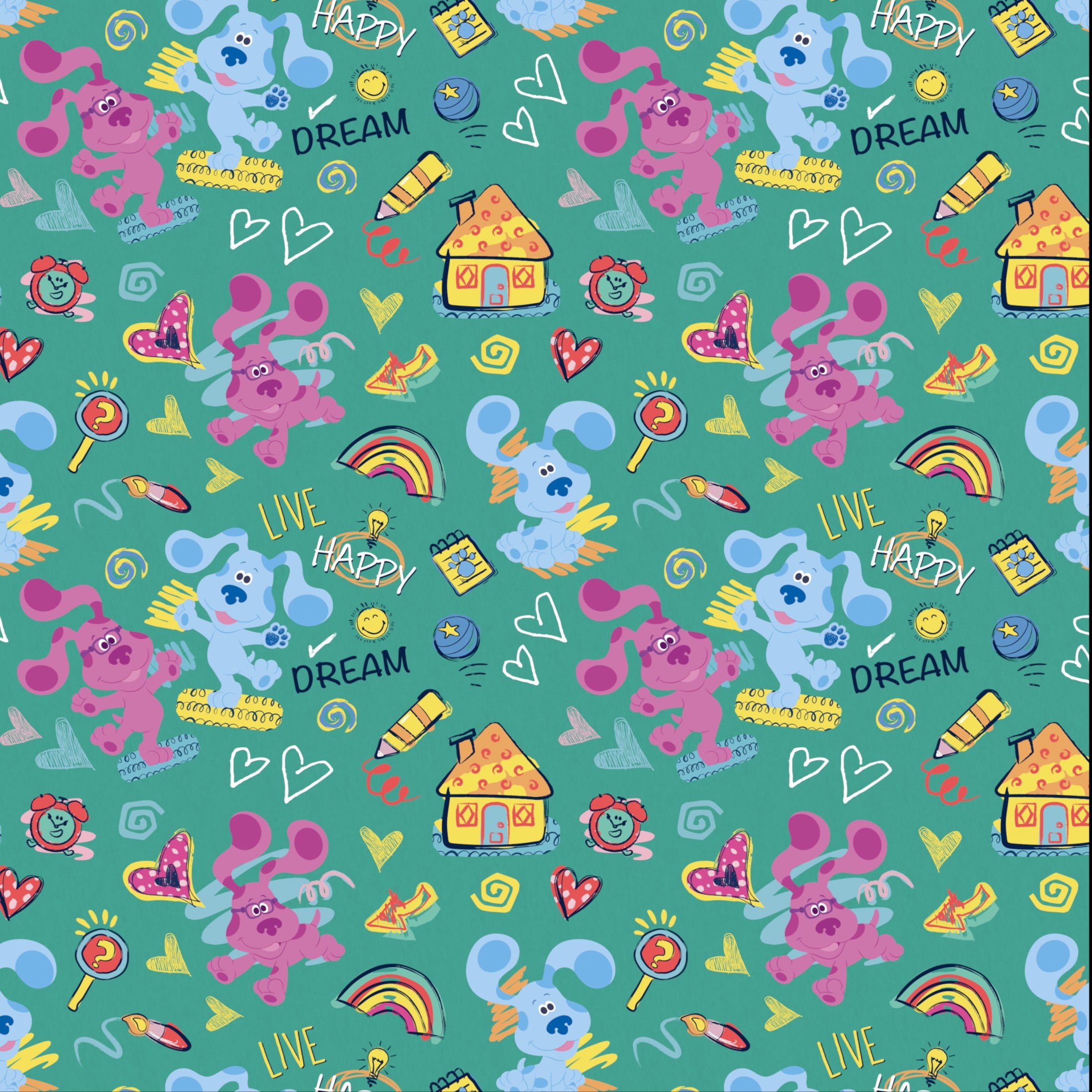 (3 pack) Springs Creative Live Happy Dream Blue's Clues Fat Quarter Fabric