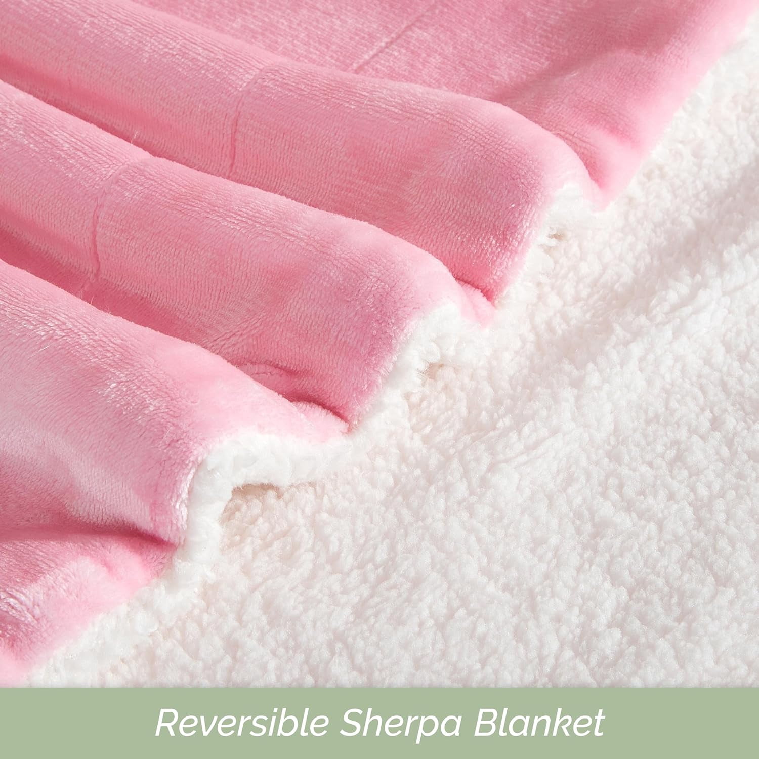 Elegant Comfort Soft, Reversible Sherpa Blanket, Flannel Fleece Throw for Couch and Bed, Warm and Plush Winter Blanket, Full, Light Pink