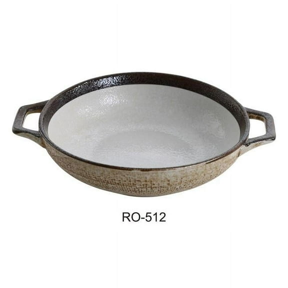 Yanco RO-512 11.5 x 8.75 x 2.25 in. Rockeye China Two-Tone Bowl with Handle - 40 oz - Pack of 12