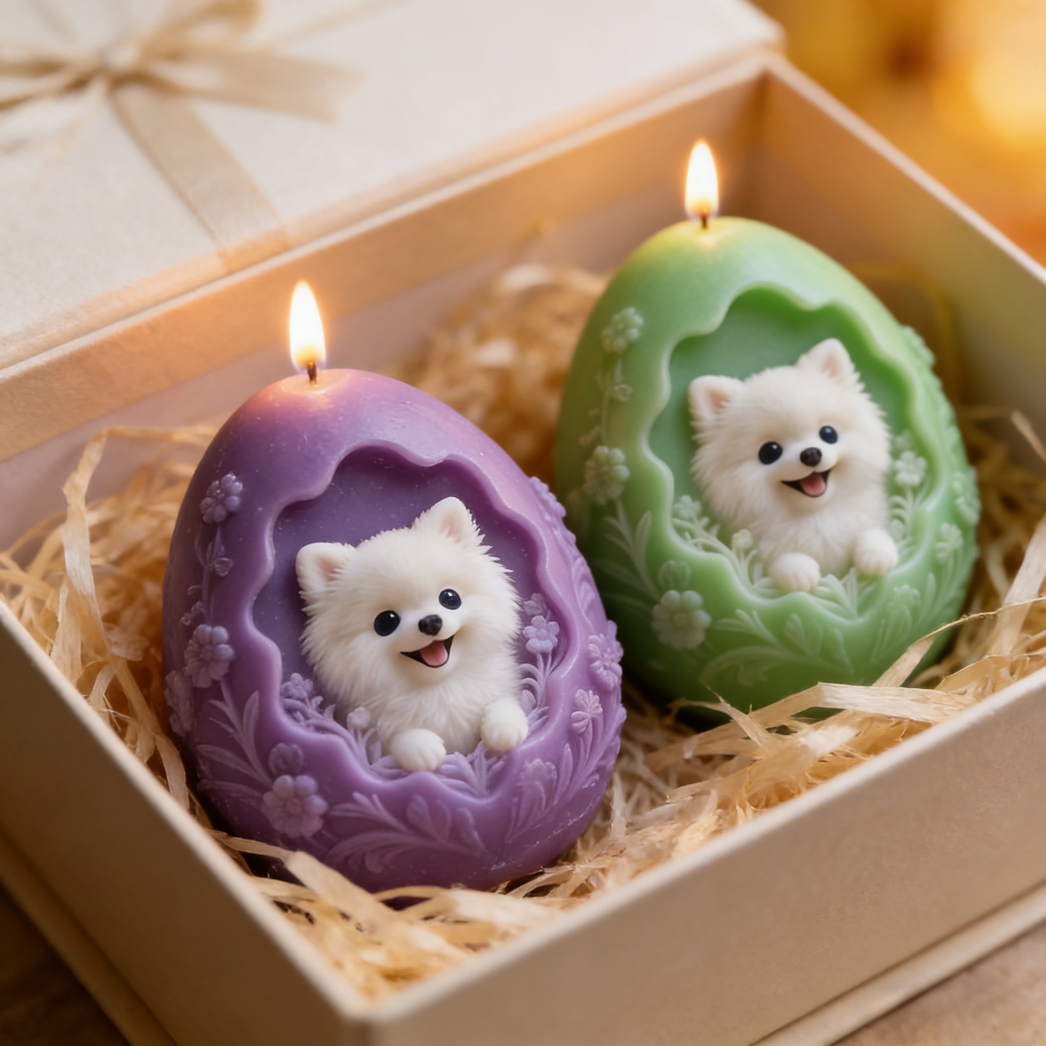 2PCS Patterned Egg Shape Dog Silicone Candle Molds Epoxy Resin Wax Mold Silicone Egg Shaped Dog Mold for Candle Craft Making Festival Gift Decoration Dog Pendant Ornament