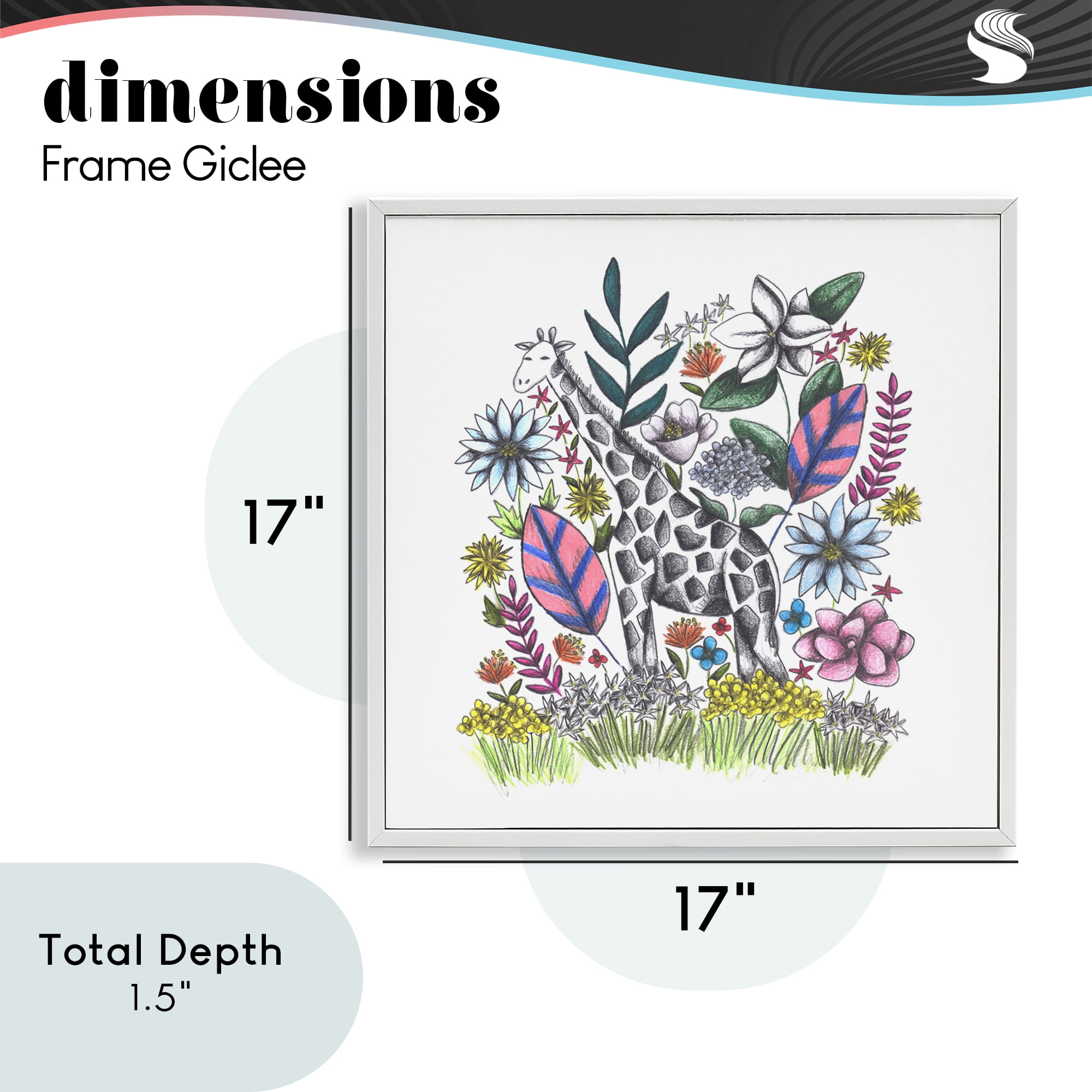 Giraffe in Midst of Flowers White Framed Giclee Art, design by Cecilia Battaini