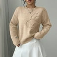 thumbnail image 6 of 1. Women's Embroidered Floral V-Neck Sweater Long Sleeve Oversized Knit Top Lace Trim, 6 of 9