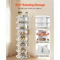 thumbnail image 2 of KFFKFF 7 Tiers Rotating Shoe Rack Tower, 360° Spinning Shoe Rack, Revolving Storage Round Carousel Display, Freestanding Lazy Susan Organizer Display, White, 2 of 9