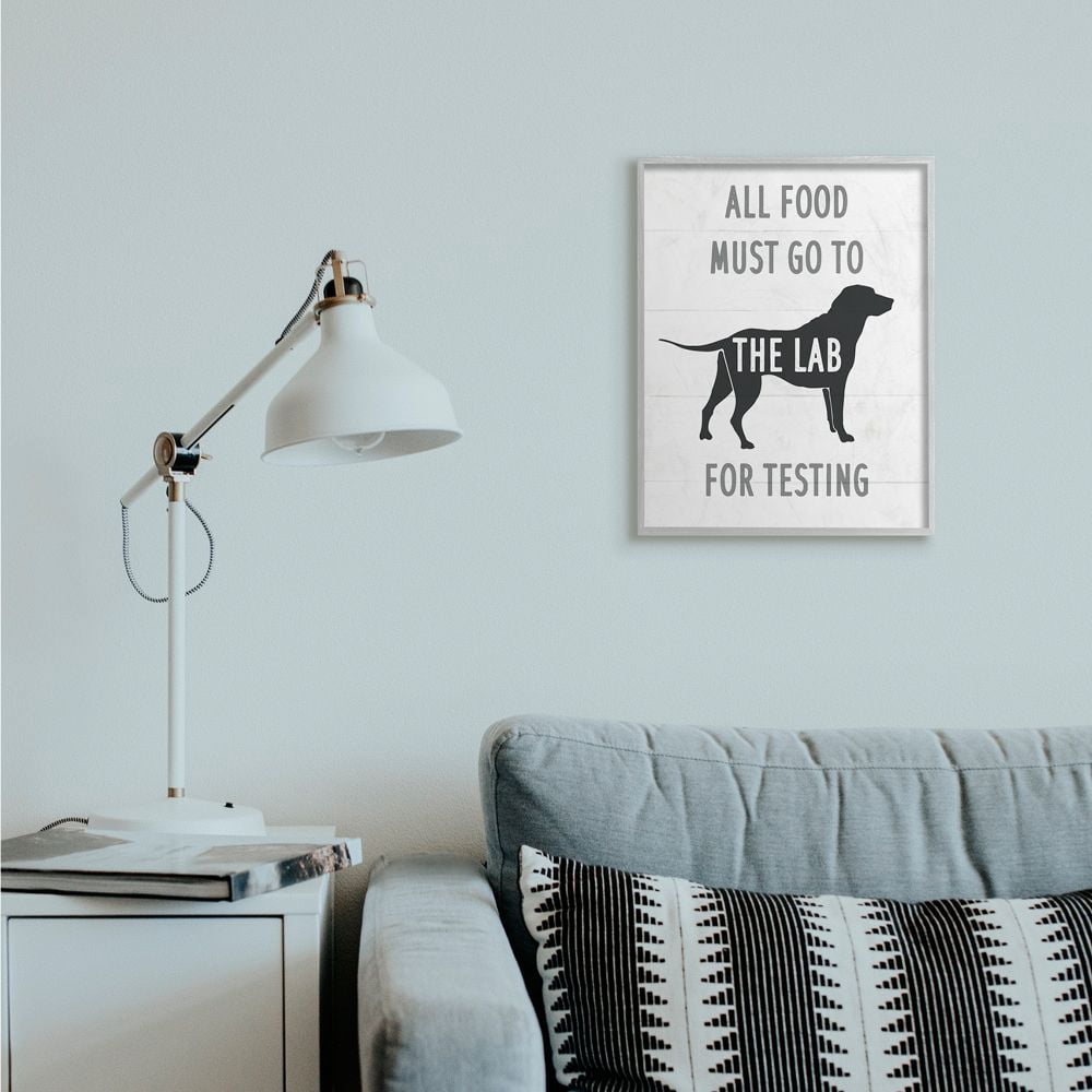 Stupell Industries Kitchen All Food to the Lab Animal Dog Pun Framed Wall Art Design by Daphne Polselli, 16" x 20", Gray Framed