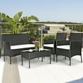 thumbnail image 3 of Gymax 4PCS Patio Rattan Conversation Set Outdoor Furniture Set w/ Cushion, 3 of 8