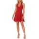 thumbnail image 1 of INSPIRE CHIC Vestido de cóctel sin mangas con escote en V profundo y espalda descubierta para mujeres, mini vestido de regreso a casa, color rosa XL rojo, 1 of 6