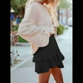 thumbnail image 3 of Boho Ruffle Tiered Skorts High Waist Mini Skirts Black XXL, 3 of 5