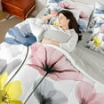 thumbnail image 4 of Feelyou Floral Bedding Comforter Set 7 Pieces for Teens Adult, Watercolor Full Bedding Set, Cartoon Flower Fitted Sheet Flat Sheet, Lightweight Bedroom Decorative, 4 of 7