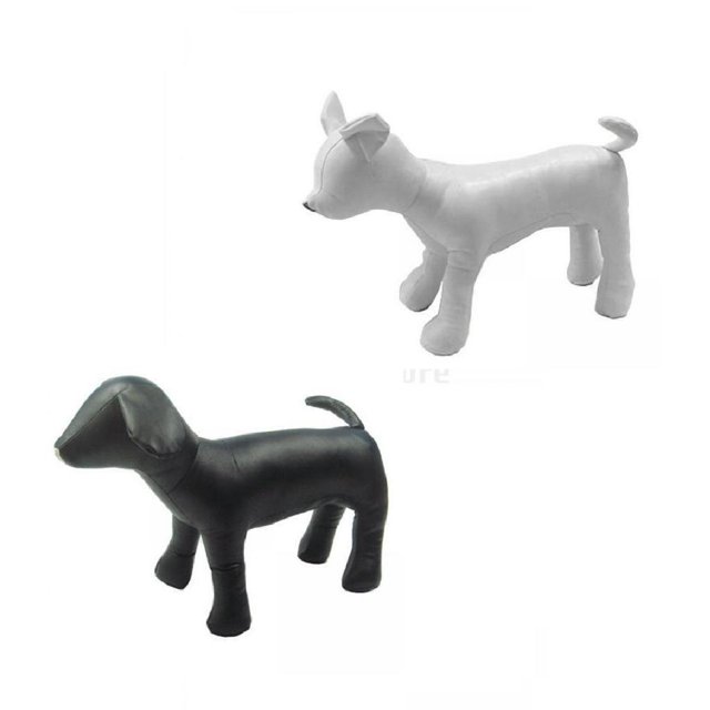 2PC Dog Mannequin PU Leather Standing Position for Display Yinane Maniquí de perros