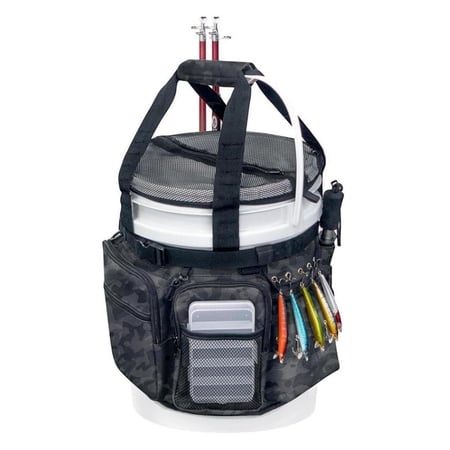 Abbraccia Fishing Bucket Organizer Fishing Tackle Bag Waterproof Professional Accessory Easy to Install Premium Durability Multipockets