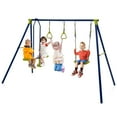 thumbnail image 1 of Gymax Ensemble de Balançoire 440 Lb 3-en-1 Support de Balançoire pour Enfants avec Anneaux de Gym pour Balançoire Planeur pour Cour Arrière, 1 of 10