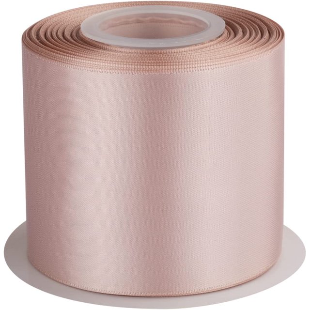 GFDYREE 3" Inch Double Faced Satin Ribbon Vanilla Solid Polyester Craft Ribbon - 25 Yards Perfect for Gift Wrapping, Crafts, Wreath, Wedding Party Ceremony Decoration, Floral Arrangement, Se