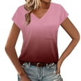 thumbnail image 2 of Tittly T Shirts for Women Spring Tops for Women Womens T Shirts V Neck Cap Short Sleeve Summer Tops Trendy 2025 Loose Casual Tshirts With Pocket Tshirts Shirts Basic Tees Pink XXL, 2 of 8