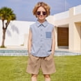 thumbnail image 2 of RMGVDSD Toddler Shirt Boys Shirts Cool Comfortable Summer Sleeveless Button Down Shirt Casual Tank Tops For Kids Beach Vacation Clothes 18-24 Months, 2 of 9