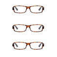 thumbnail image 2 of EYE ZOOM 3 Pack Unisex Rectangluar Plastic Frame Reading Glasses for Men and Women, Tortoise Brown +2.50, 2 of 5