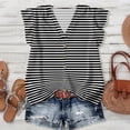 thumbnail image 2 of WULMLEO Striped Blouse for Women V-Neck Button Down Casual Tops for Summer Dark Gray S, 2 of 5