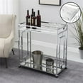 thumbnail image 6 of Pemberly Row Chrome Metal Faux Marble Mirrored Bar Cart with Shelf, 6 of 11