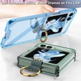 thumbnail image 4 of for Samsung Galaxy Z Flip 5 Case with Ring Stand, 1 Front Screen Protector, Crystal Clear Slim Fit, Soft TPU Bumper Shockproof Protective Phone Case for Women Girls Boys(Clear Green), 4 of 14